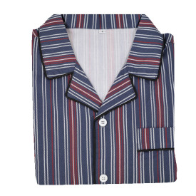 Katoenen Pyjamajasje | Blauw Bordeaux Gestreept