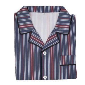 Katoenen Pyjamajasje | Blauw Bordeaux Gestreept