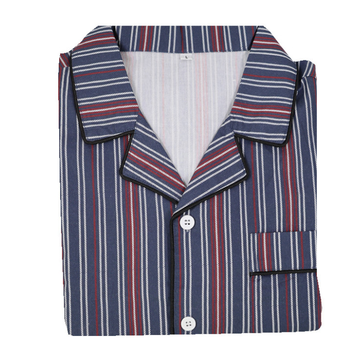 Katoenen Pyjamajasje | Blauw Bordeaux Gestreept | www.pietkoopmans.nl
