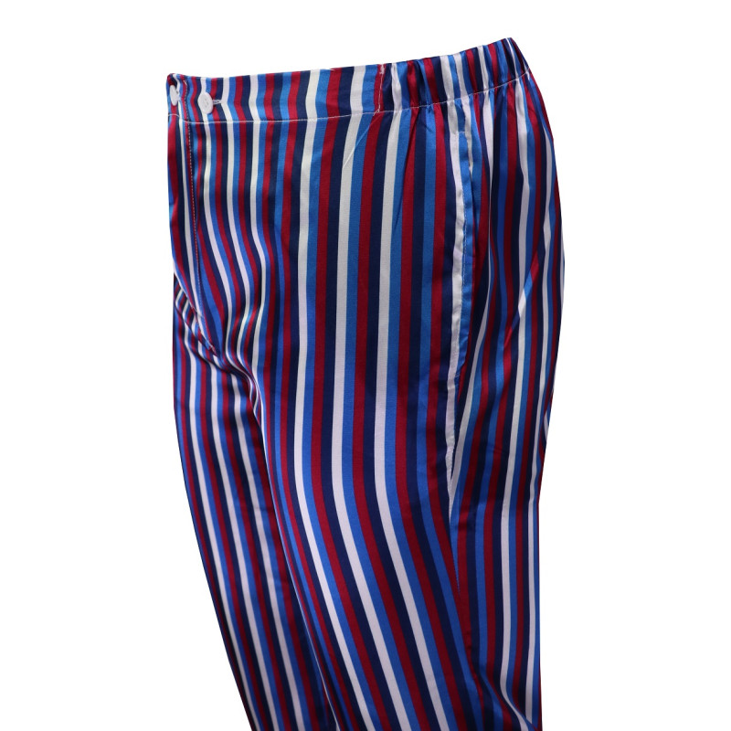 Satijnen Pyjama | Bordo Blauw Gestreept | www.pietkoopmans.nl