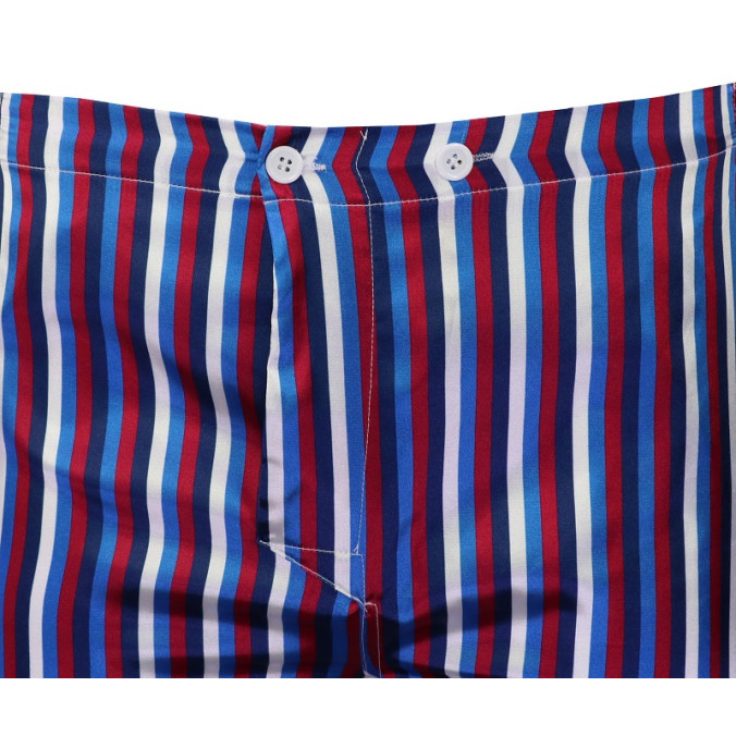 Satijnen Pyjama | Bordo Blauw Gestreept | www.pietkoopmans.nl