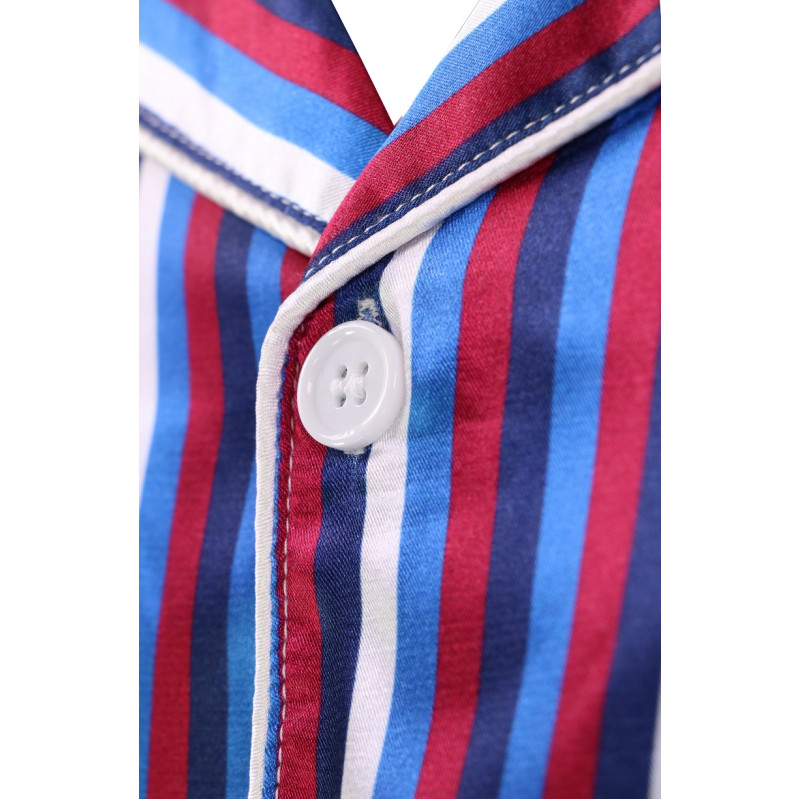 Satijnen Pyjama | Bordo Blauw Gestreept | www.pietkoopmans.nl