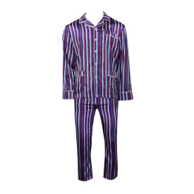 Satijnen Pyjama | Bordo Blauw Gestreept