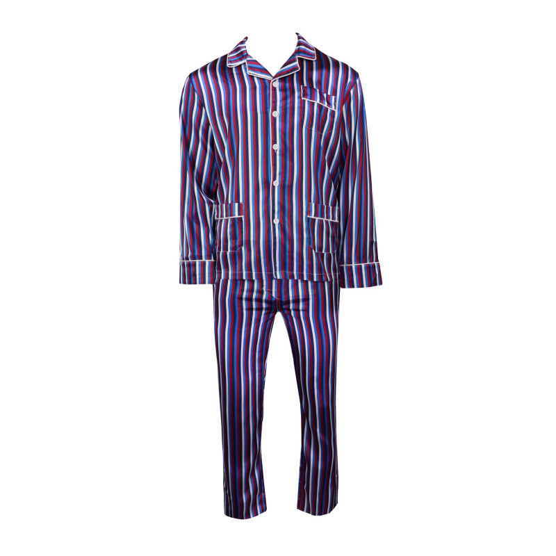 Satijnen Pyjama | Bordo Blauw Gestreept | www.pietkoopmans.nl