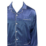 Satijnen Pyjama | Blauw Wit Gestipt | www.pietkoopmans.nl
