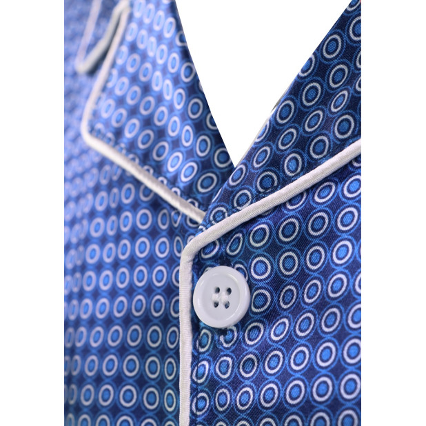 Satijnen Pyjama | Blauw Wit Gestipt | www.pietkoopmans.nl