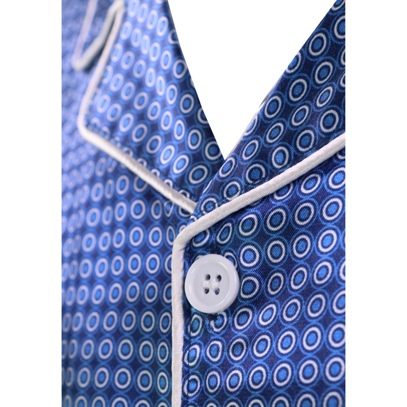 Satijnen Pyjama | Blauw Wit Gestipt | www.pietkoopmans.nl