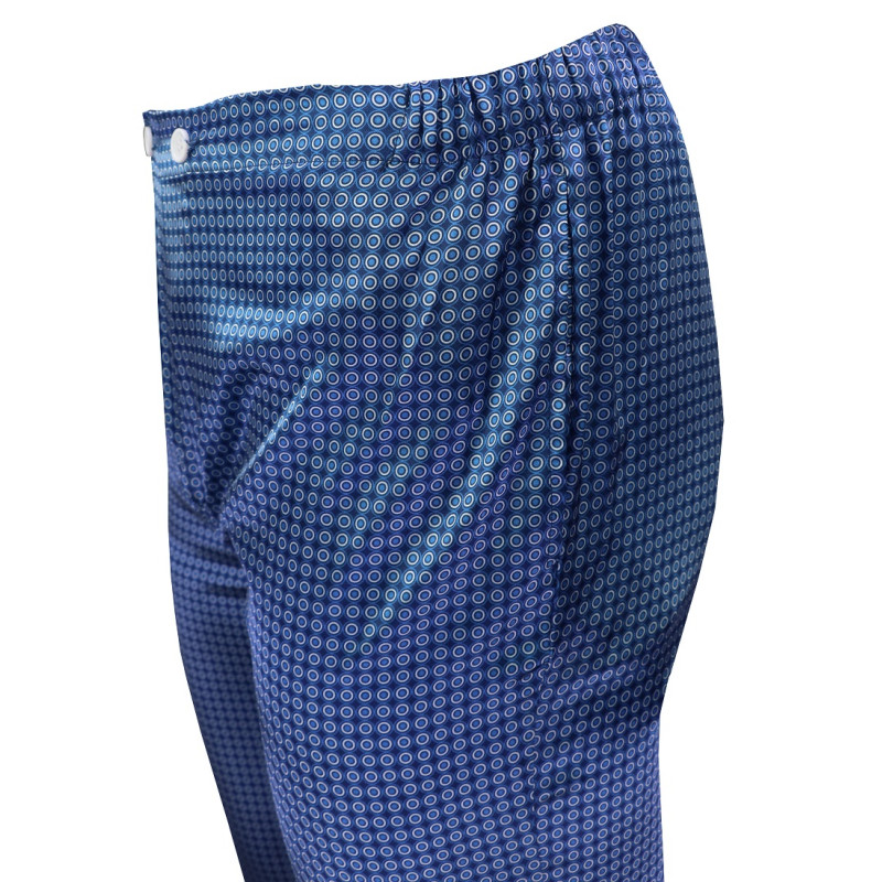 Satijnen Pyjama | Blauw Wit Gestipt | www.pietkoopmans.nl