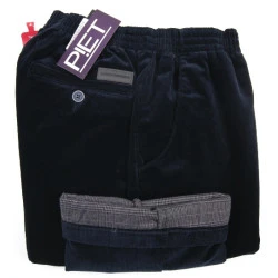 Piet Elastische Taille Broek | Thermo Rib Navy