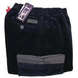Piet Elastische Taille Broek | Thermo Rib Navy