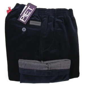 Piet Elastische Taille Broek | Thermo Rib Navy
