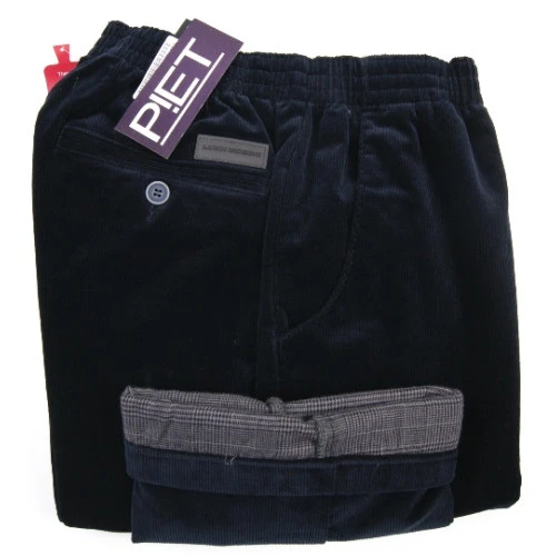 Piet Elastische Taille Broek | Thermo Rib Navy