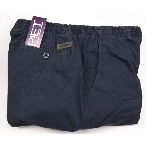 Piet Elastische Taille Broek | Blauwe Print |www.pietkoopmans.nl
