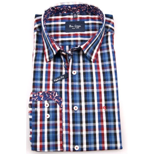 Ben Green Overhemd | Blauw Rood | www.pietkoopmans.nl
