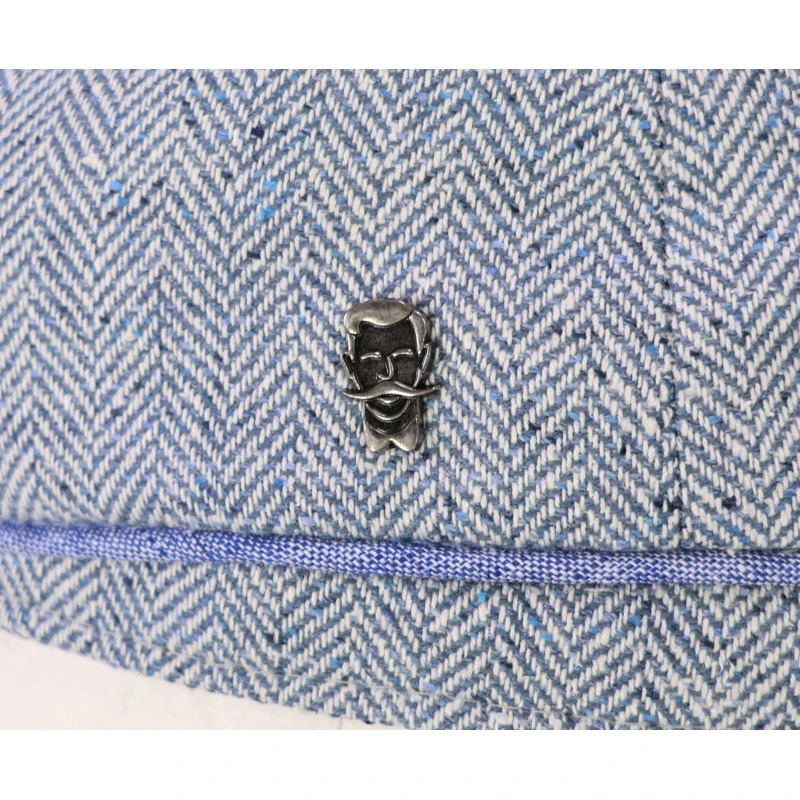 City Sport Summer Tweed Flat Cap | Lichtblauw Visgraat | www.pietkoopmans.nl