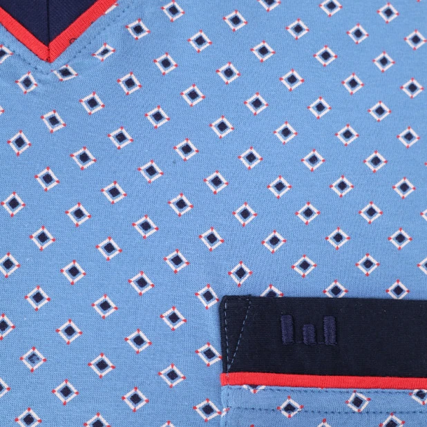 Götzburg Nachthemd Korte Mouw | Indigo Rood Print | www.pietkoopmans.nl