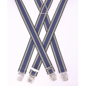 Bretels 4 Sterke Clips| Indigo Olijf Gestreept