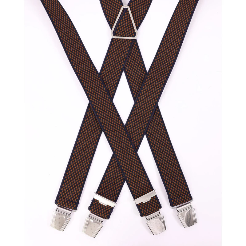 Bretels 4 Sterke Clips| Cognac Marine Print | www.pietkoopmans.nl