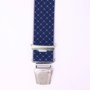 Bretels 4 Sterke Clips| Marine Zilver Print