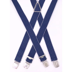 Bretels 4 Sterke Clips| Marine Zilver Print