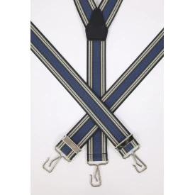 Bretels 3 Sterke Haken | Indigo Olijf Gestreept