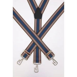 Bretels 3 Sterke Haken | Indigo Brique Gestreept