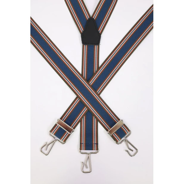 Bretels 3 Sterke Haken | Indigo Brique Gestreept | www.pietkoopmans.nl