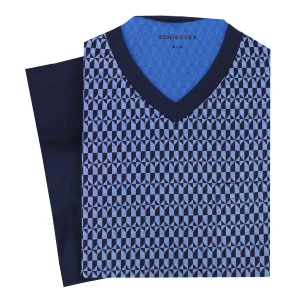Schiesser Shortama | Blauw Marine Print