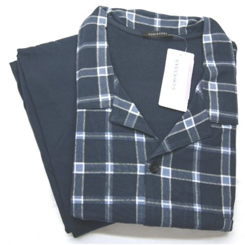 Schiesser Pyjama Tricot | Marine Geblokt | www.pietkoopmans.nl