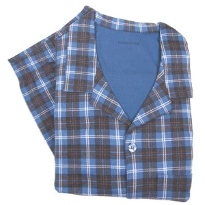 Seidensticker Lange Pyjama Tricot Doorknoop | Blauw Geblokt 