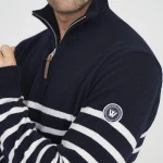 Holebrook Stellan Windblocker Trui | Navy Wit Gestreept | www.pietkoopmans.nl