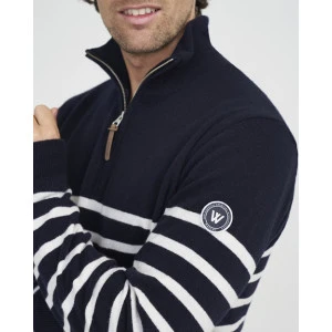 Holebrook Stellan Windblocker Trui | Navy Wit Gestreept