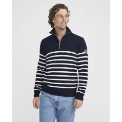 Holebrook Stellan Windblocker Trui | Navy Wit Gestreept