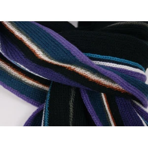 Shawl Tricot | Zwart Paars Gestreept
