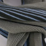 Tricot Shawl | Taupe Blauw Gestreept | www.pietkoopmans.nl