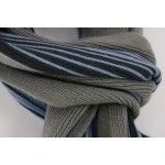 Tricot Shawl | Taupe Blauw Gestreept | www.pietkoopmans.nl
