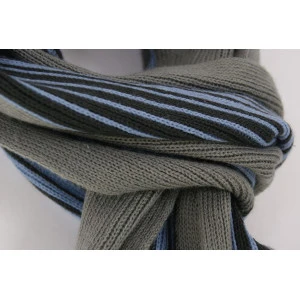 Tricot Shawl | Taupe Blauw Gestreept