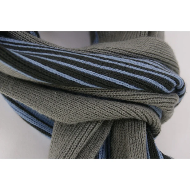 Tricot Shawl | Taupe Blauw Gestreept | www.pietkoopmans.nl
