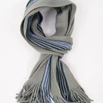 Tricot Shawl | Taupe Blauw Gestreept | www.pietkoopmans.nl