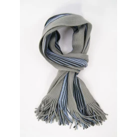 Tricot Shawl | Taupe Blauw Gestreept