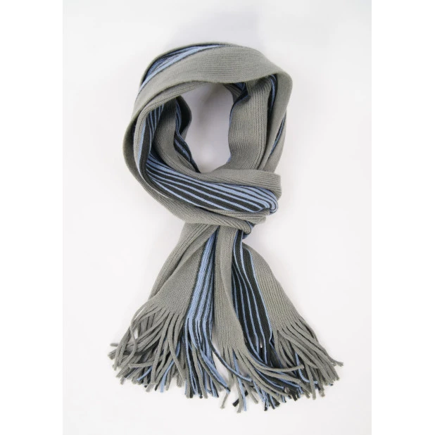 Tricot Shawl | Taupe Blauw Gestreept | www.pietkoopmans.nl
