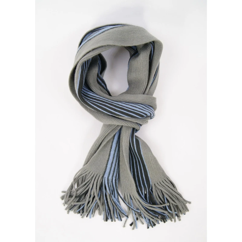 Tricot Shawl | Taupe Blauw Gestreept | www.pietkoopmans.nl