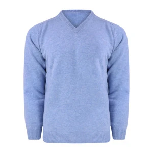 Alan Paine Lamswol Trui V-Hals | Lichtblauw