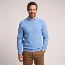 Alan Pain Lamswol Trui Ronde Hals | Blauw