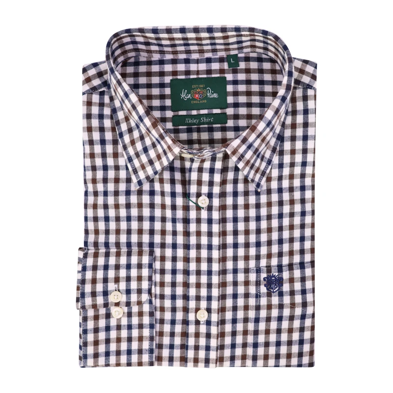 Alan Paine Overhemd Flanel | Navy Bruin Geruit | www.pietkoopmans.nl