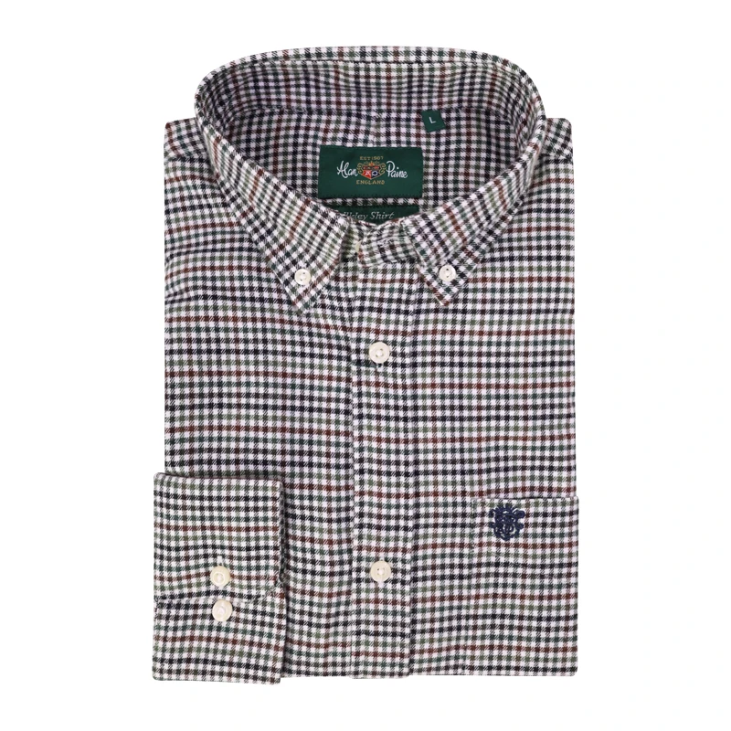 Alan Paine Overhemd Flanel | Groen Bruin Geruit| www.pietkoopmans.nl