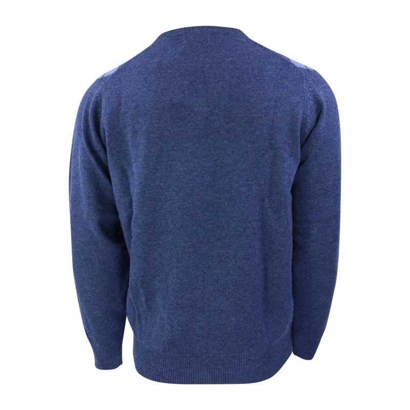 Alan Paine Lamswol Argyle Trui | Jeansblauw | www.pietkoopmans.nl