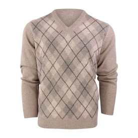 Alan Paine Lamswol Argyle Trui | Beige