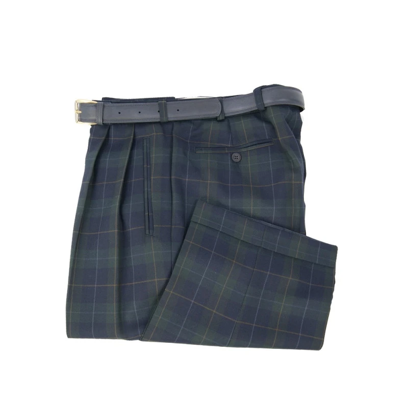 Pantalon | Marine Groen Geruit | www.pietkoopmans.nl