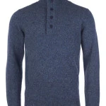 Barbour Lamswol Troye Trui | Blauw Melange | www.pietkoopmans.nl